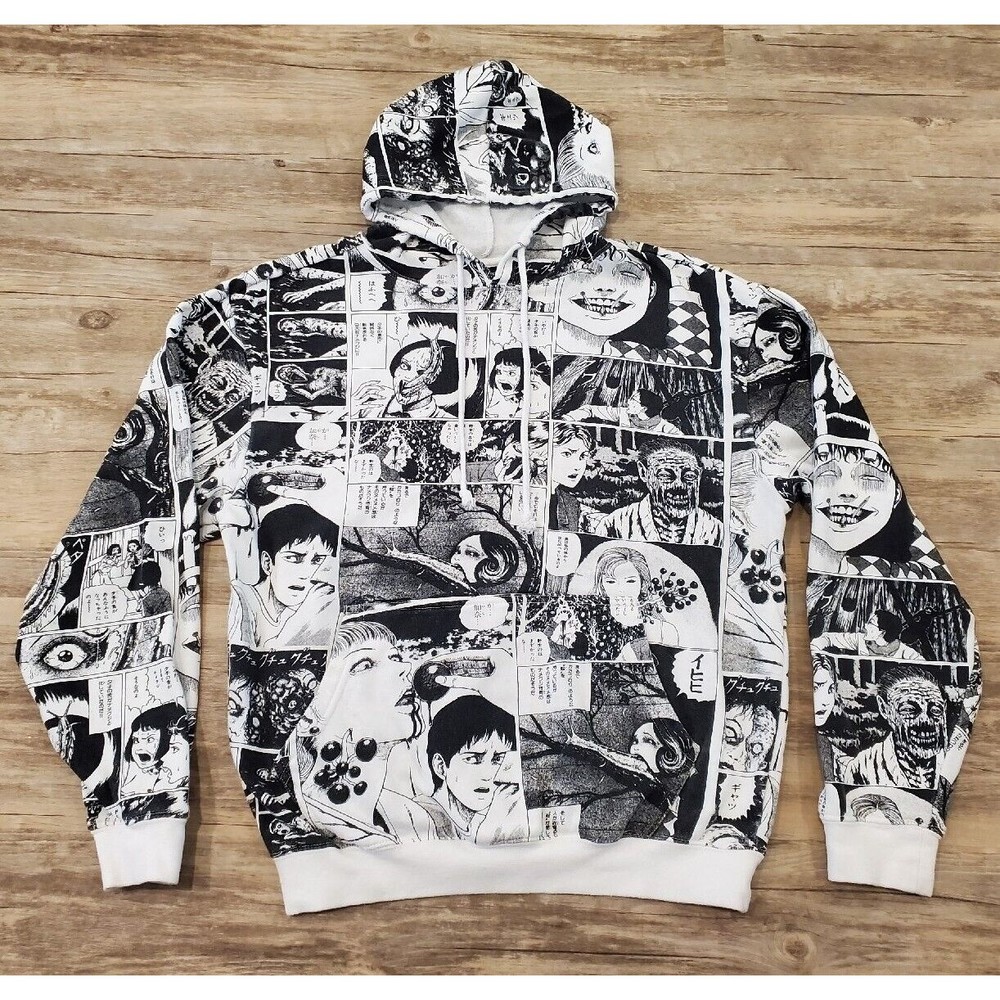 Junji Ito Art Crunchy Roll Japanese Horror Manga Anime Hoodie All Over Print XS